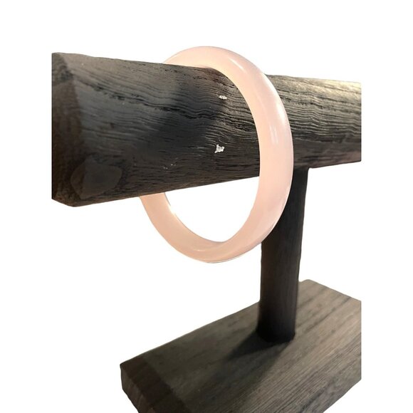 Soft Pink Translucent Rose Quartz Bangle Bracelet Even Color Smooth & Uniform - Picture 2 of 8